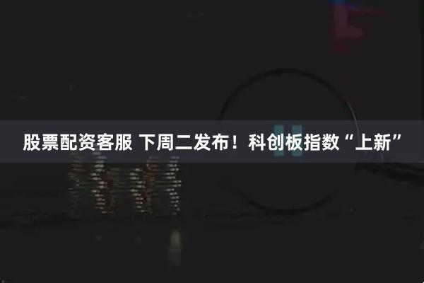 股票配资客服 下周二发布！科创板指数“上新”